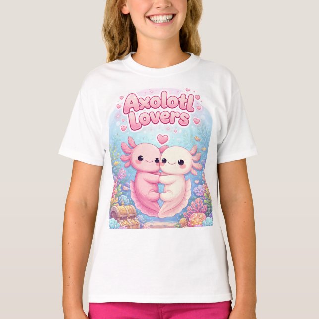 Camiseta Axolotl Lovers Cute Kawaii design T-Shirt (Frente)