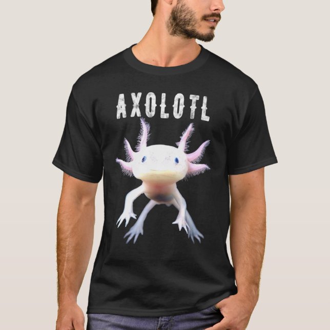 Camiseta Axolotl Mexicano Andando Peixes Foguosos Sorriso (Frente)