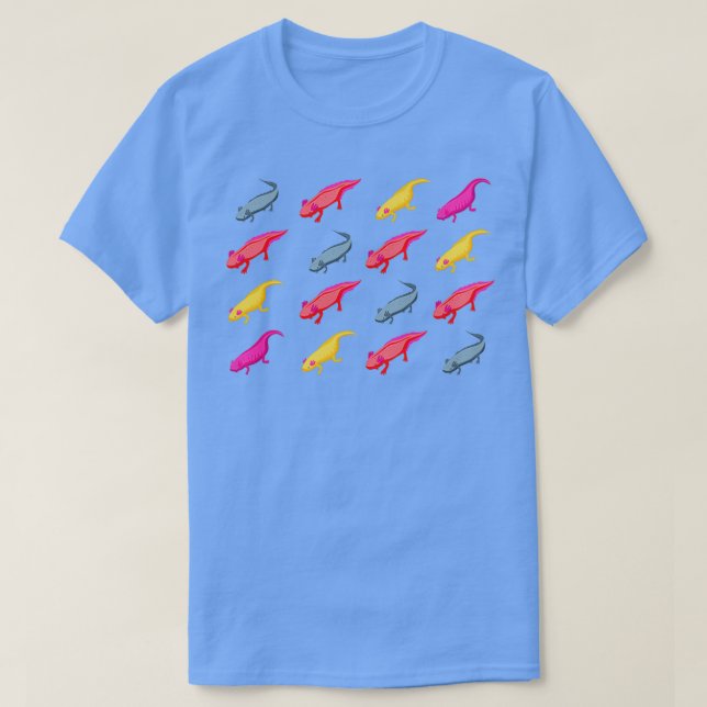 Camiseta Axolotl multiple colors amphibians (Frente do Design)