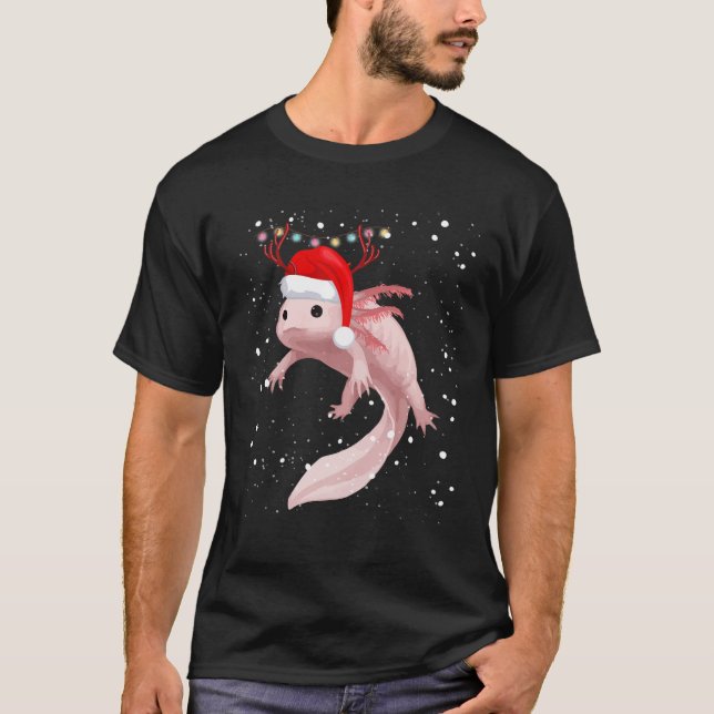 Camiseta Axolotl Natal Pajama Crianças Bonitinho Axolotl X (Frente)