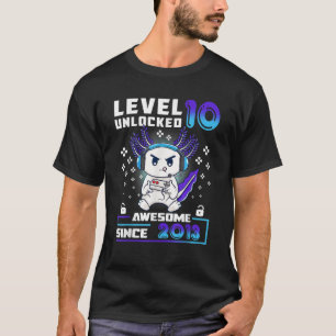 Camiseta Axolotl Nível 10 Desbloqueado Incrível Desde O Nas