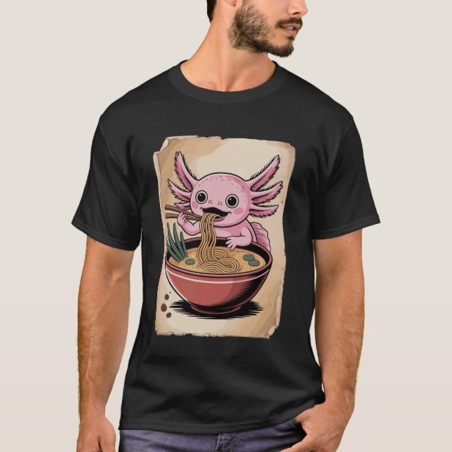 Camiseta Axolotl Noodle Lover Kawaii Ramen Bowl Japanese An (Frente)