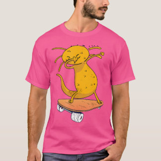 Camiseta Axolotl Num Skateboard Engraçado Salama