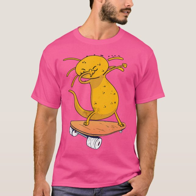 Camiseta Axolotl Num Skateboard Engraçado Salama (Frente)