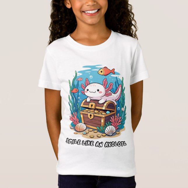 Camiseta Axolotl orgulhosamente sentado no topo do tesouro (Frente)