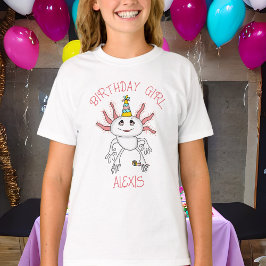Camiseta Axolotl Personalizado Menina de Aniversário