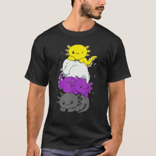 Camiseta Axolotl Pile Sinalizador Não Binário Agender Gende