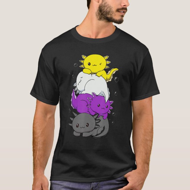 Camiseta Axolotl Pile Sinalizador Não Binário Agender Gende (Frente)