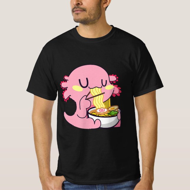 Camiseta Axolotl Ramen Anime Kawaii Amante Noodles Girls B (Frente)