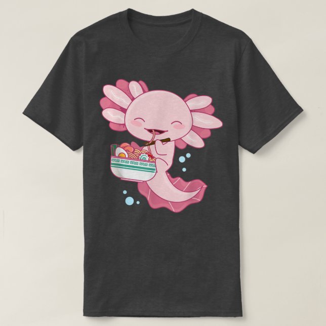 Camiseta Axolotl Ramen Bowl, comendo Axolotl Ramen Japonês (Frente do Design)