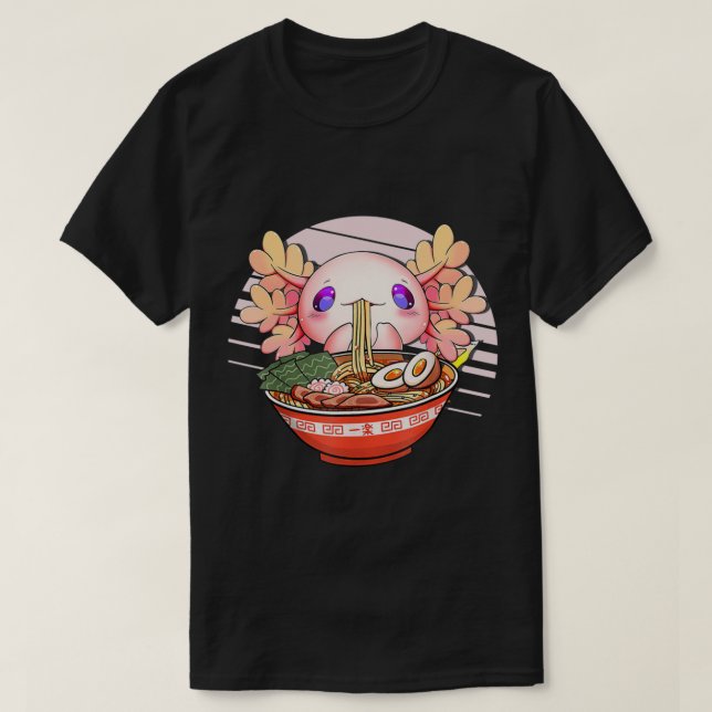 Camiseta Axolotl Ramen Noodles Japonês Kawaii Anime Otaku (Frente do Design)