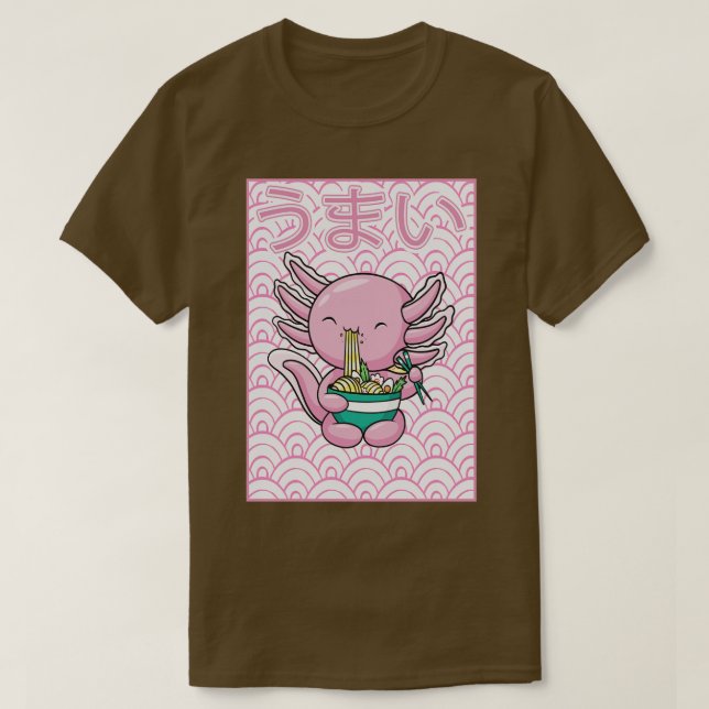 Camiseta Axolotl Ramen Noodles Japonês Kawaii Otaku (Frente do Design)