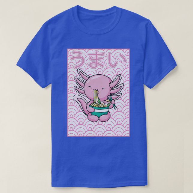 Camiseta Axolotl Ramen Noodles Japonês Kawaii Otaku (Frente do Design)