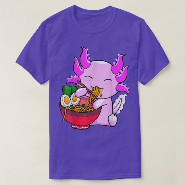 Camiseta Axolotl Ramen Noodles Japonês Otaku Kawaii (Frente do Design)