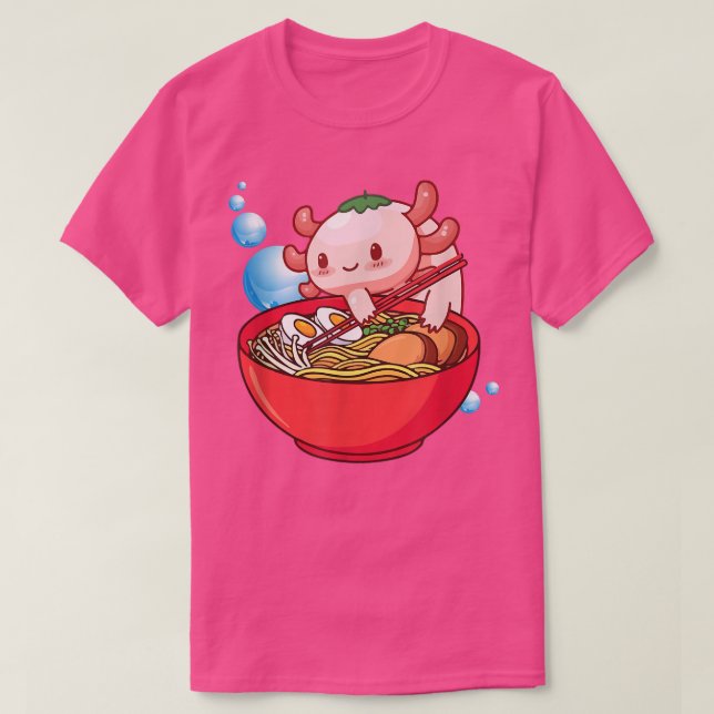 Camiseta Axolotl Ramen Noodles Kawaii Cute Anime Japanese G (Frente do Design)