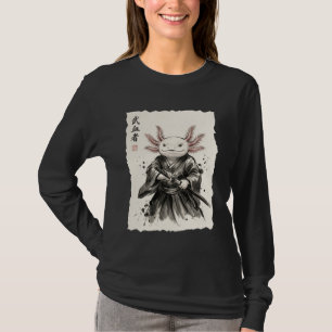 Camiseta Axolotl Samurai Katana Arte Japonês a Tinta Ukiyo-