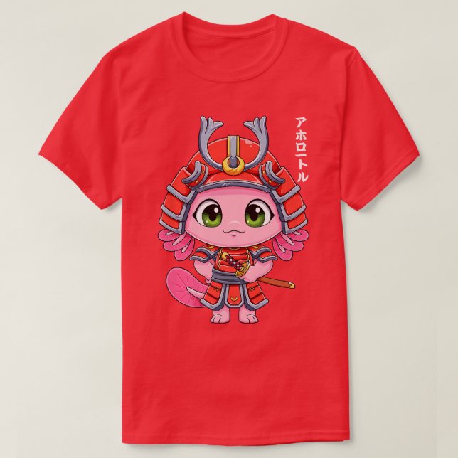 Camiseta Axolotl Samurai Ronin Japonês Walking Fish Anime  (Frente do Design)