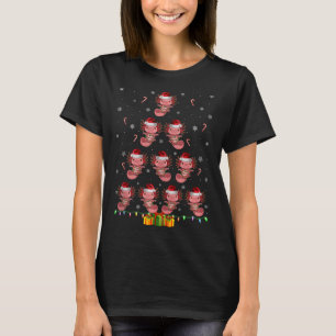 Camiseta Axolotl Santa Hat Xmas Luzes Homens Natal Mulheres