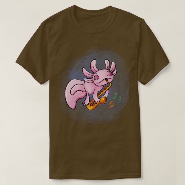 Camiseta Axolotl Saxofone (Frente do Design)