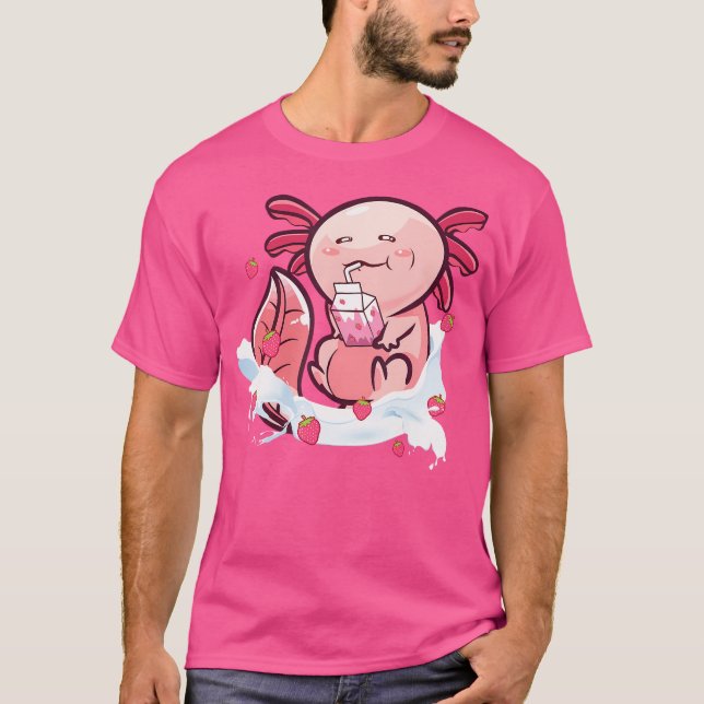 Camiseta Axolotl Strawberry Milk Amphibian Salamander (Frente)