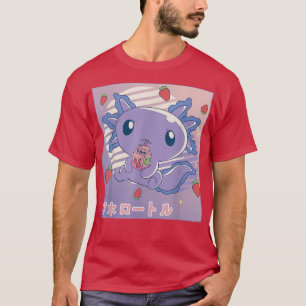 Camiseta Axolotl Strawberry Milk Retro Kawaii Japão Axolotl