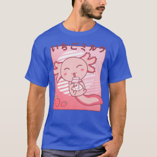 Camiseta Axolotl Strawberry Milk Retro Kawaii Japão Axolotl