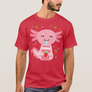Camiseta Axolotl Strawberry milk Shake Kawaii