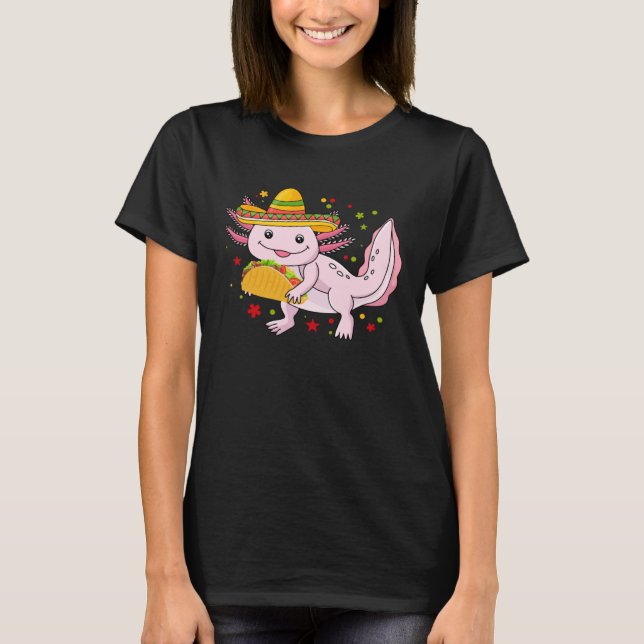 Camiseta Axolotl Tacos Comendo Tacos Comidas mexicanos (Frente)