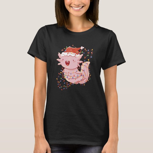 Camiseta Axolotl Wearing A Santa Hat And Tangled In Christm (Frente)