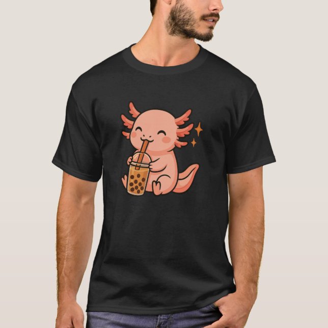 Camiseta Axolotl with Bubble Tea Kawaii Axolotl (Frente)