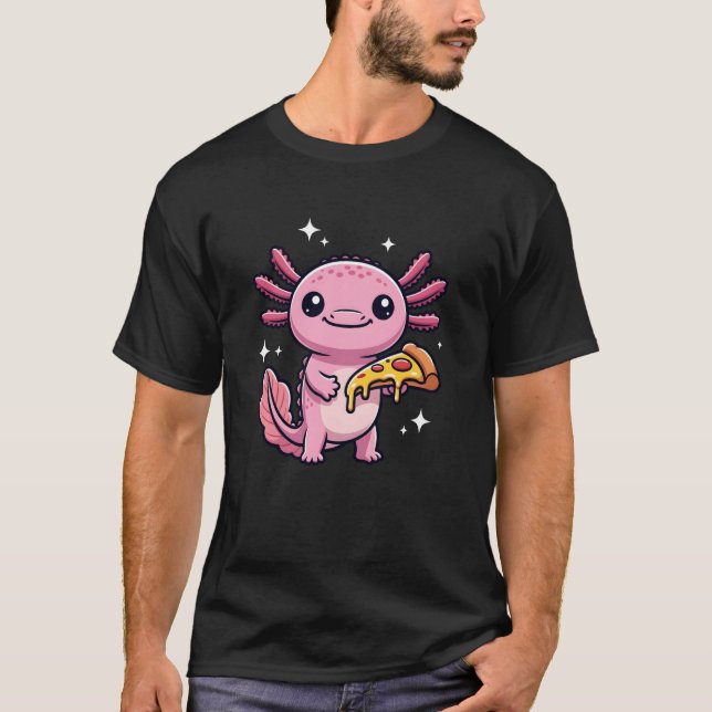 Camiseta Axolotl with Pizza Kawaii Salamander Cartoon (Frente)