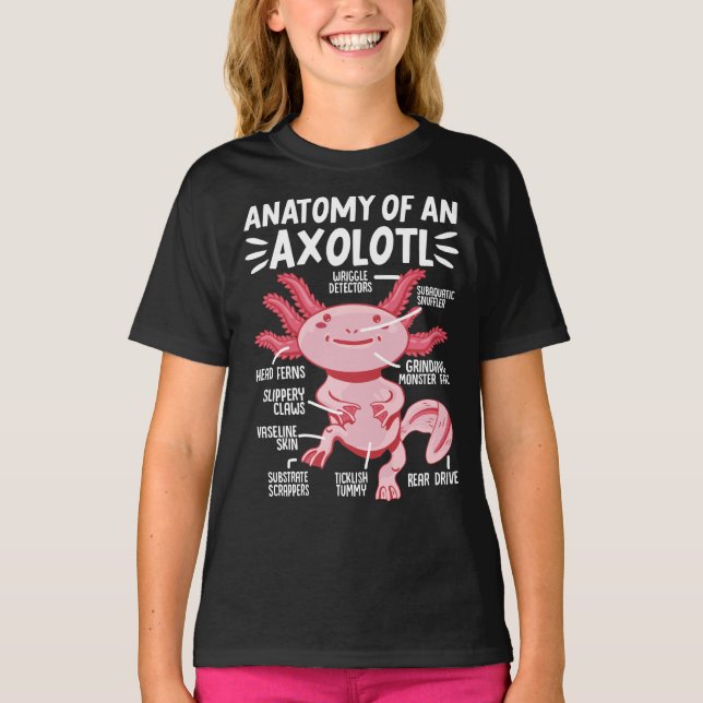 Camiseta Axolotls Anatomy Of An Axolotl Kawaii (Frente)