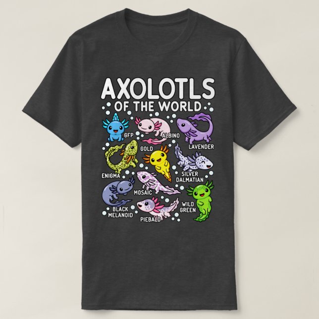 Camiseta Axolotls Do Coroa Mundial Kawaii Axolotl (Frente do Design)