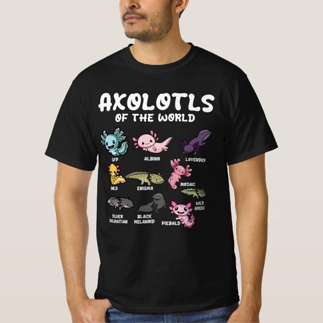 Camiseta Axolotls Do Lover Kawaii Axolotl Da Cuta Mundial O (Frente)