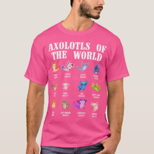 Camiseta Axolotls Of The World Mexico Salamander Chart Amp