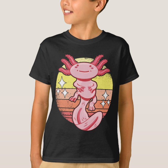 Camiseta Axolotls Retro Sunset Axolotl Kawaii (Frente)