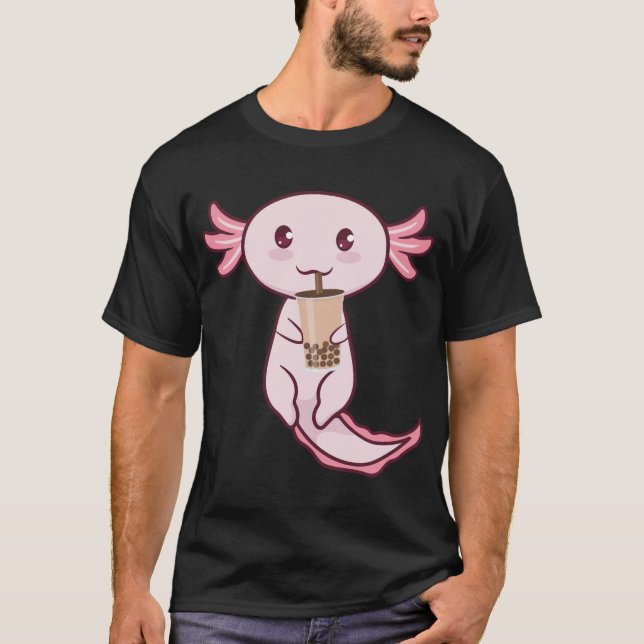 Camiseta Axolots Lover Pet Animal Axolotl Bubble Tea Kawaii (Frente)