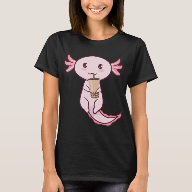 Camiseta Axolots Lover Pet Animal Axolotl Bubble Tea Kawaii (Frente)