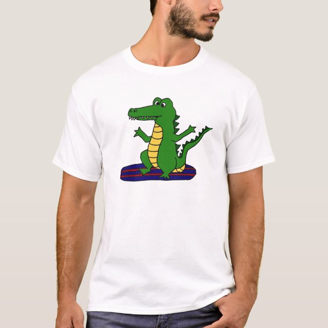 Camiseta AY- desenhos animados surfando engraçados do (Frente)
