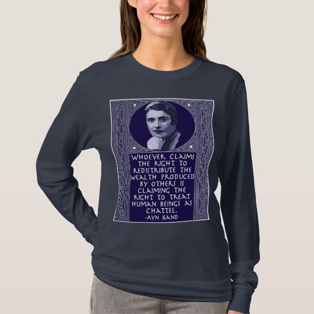 Camiseta Ayn Rand na redistribução da riqueza (Frente)