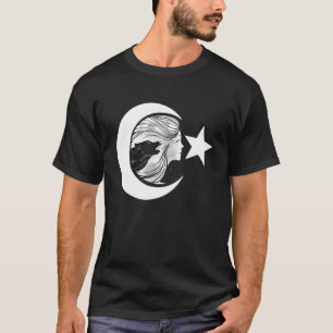 Camiseta Ayyildiz Turquia Bandeira Com Mulher E Wolf Gktrk