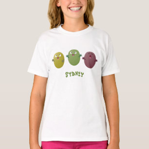 Camiseta Azeitonas agradáveis, bonitas, cantando cartoon
