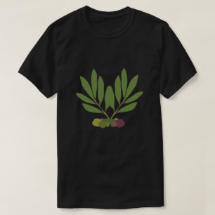 Camiseta Azeitonas e ramos minimalistas.