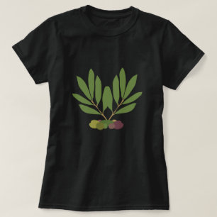 Camiseta Azeitonas e ramos minimalistas.