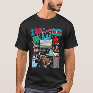 Camiseta Azerbeijão - Mapas desenhados à Mão - Símbolos Via