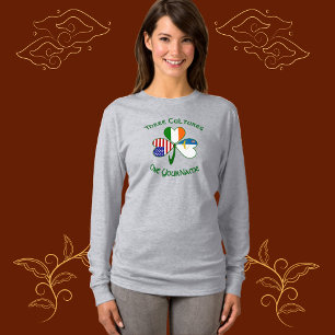 Camiseta Azoreano Irish American Flags Shamrock Personaliza