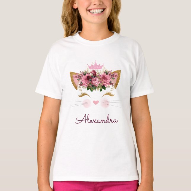 Camiseta Azoto do Gatinho Dourado Rosa Rosa Rosa Rosa Rosa  (Frente)