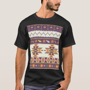 Camiseta Aztec colorido: padrão contínuo vibrante.