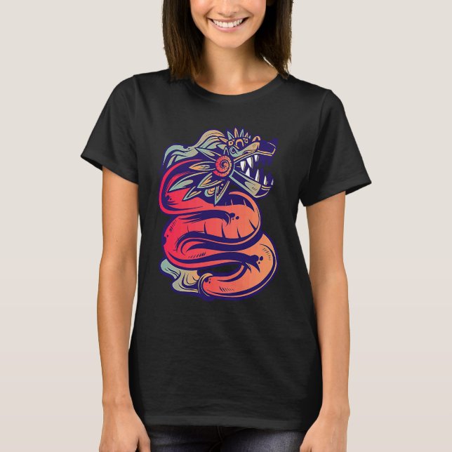 Camiseta Aztec God Quetzalcoatl Cool Snake Dragon Inca Maya (Frente)