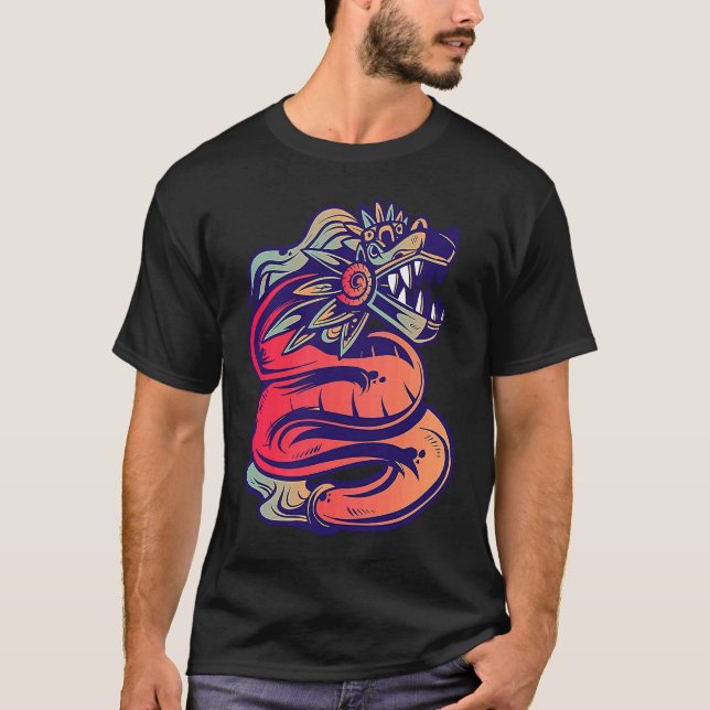 Camiseta Aztec God Quetzalcoatl Cool Snake Dragon Inca Maya (Frente)